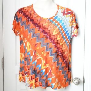 3/$5 EUC Essential Colorful Zig-zag Strip Top